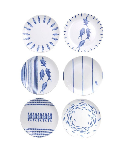 Marine Blue 6-Piece Cake Plate Set