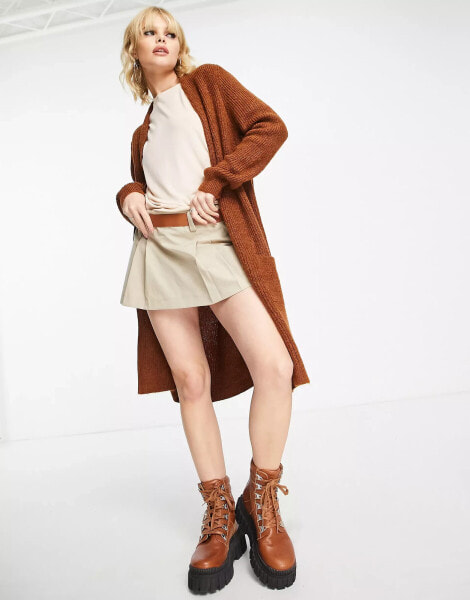 ONLY longline cardigan in light brown