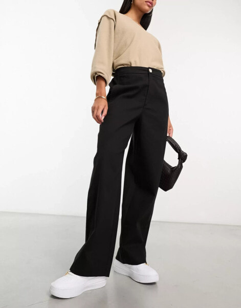 ASOS DESIGN barrel leg chino trouser in black