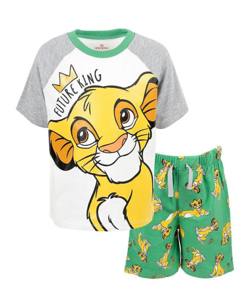 Toddler Boys Mickey Mouse Lion King Pixar Cars Pixar Toy Story French Terry T-Shirt and Shorts Outfit Set to