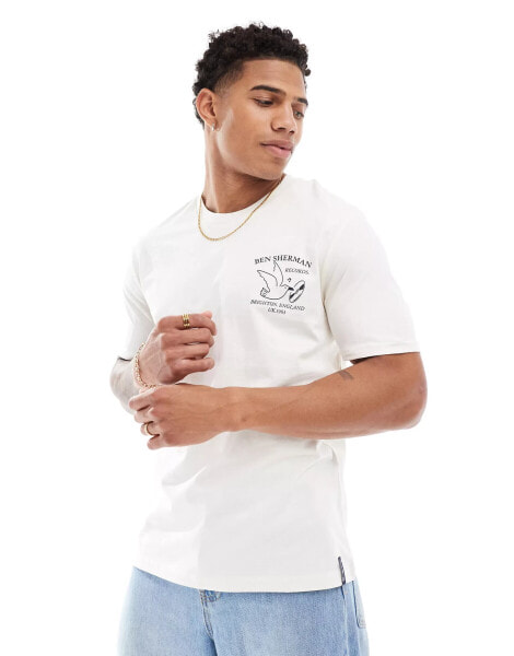 Ben Sherman brighton records tee in off white