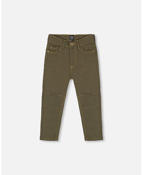 Big Boys Stretch Twill Straight Leg Pants Khaki Green