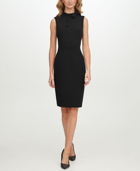 Petite Bow-Neck Sheath Dress