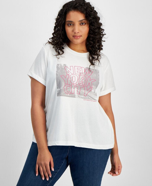 Trendy Plus Size New York Graphic Crewneck Top, Created for Macy's