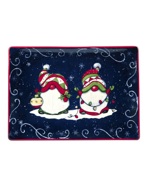 Holiday Magic Gnomes Rectangular Platter, 14" x 10"