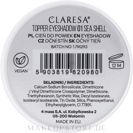 Lidschatten - Claresa Toper Eyeshadow 01 - Sea Shell