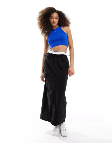 HUGO BLUE cargo maxi skirt in black