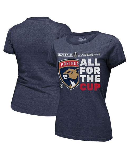 Women's Navy Florida Panthers 2024 Stanley Cup Champions Tri-Blend Ringer T-Shirt