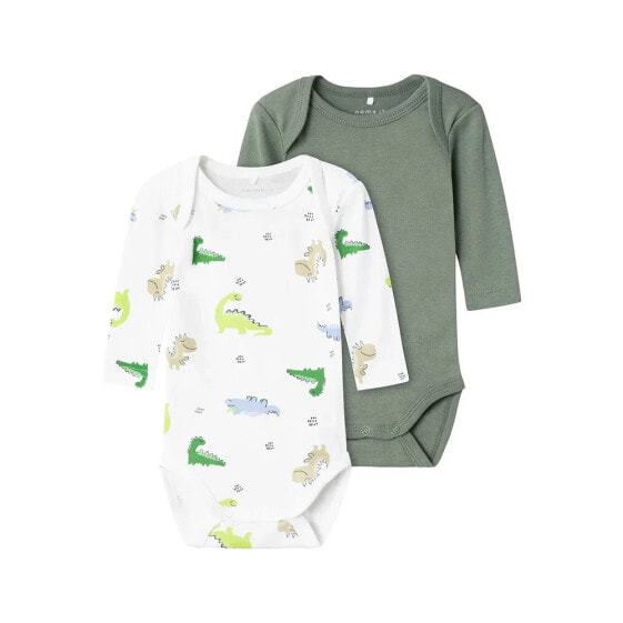 NAME IT Wild Lime Dino Baby Long Sleeve Body 2 Units