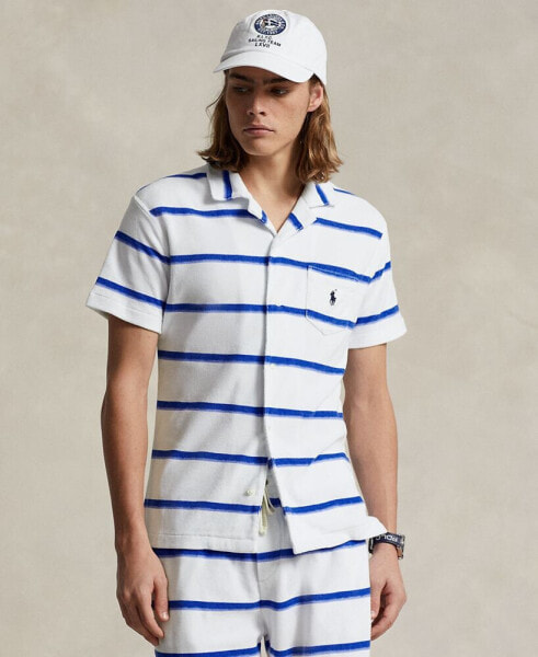 Men's Custom Slim Fit Striped Terry Camp Shirt