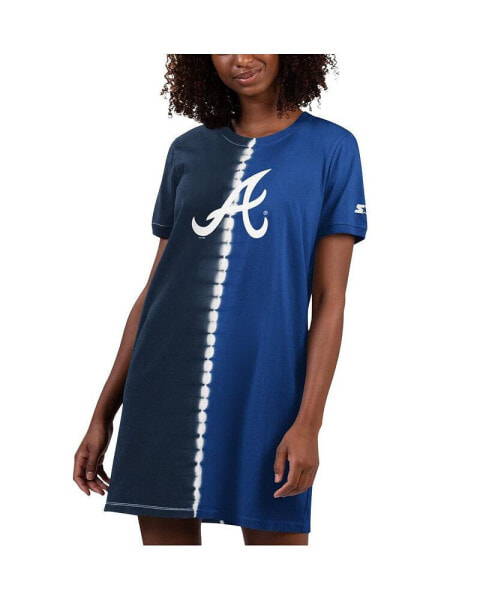 Women's Navy, Royal Atlanta Braves Ace Tie-Dye Sneaker Dress