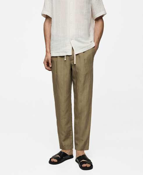 Men's Drawstring Detail Striped Pants