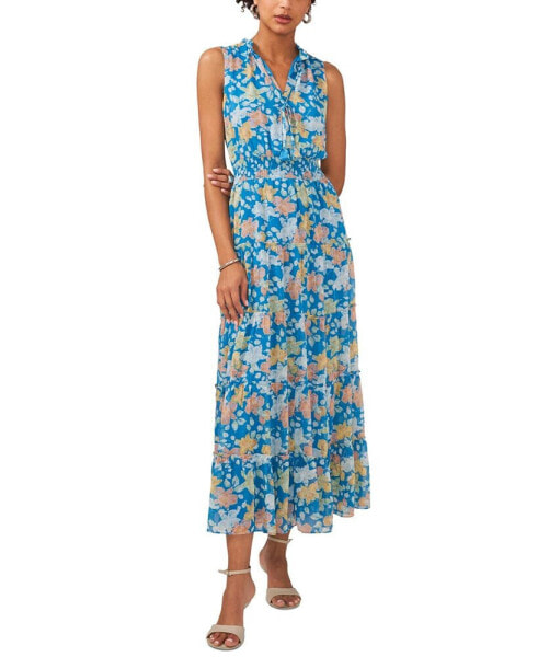 Women's Split Neck Sleeveless Maxi Dress