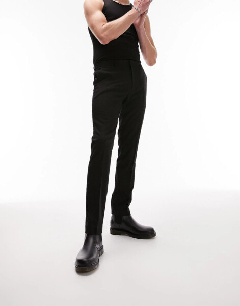 Topman smart skinny trousers in black