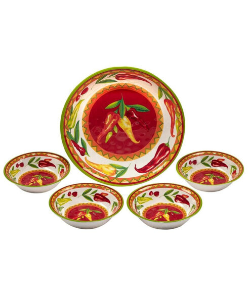 Certified Red Hot 5 Piece Melamine Salad/Serving Set