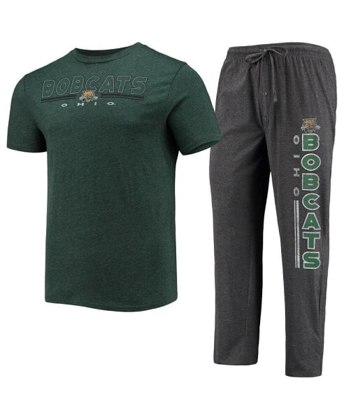 Комплект пижамы Concepts Sport Heathered Charcoal, Green Distressed Ohio Bobcats Meter T-shirt and Pants Sleep Set