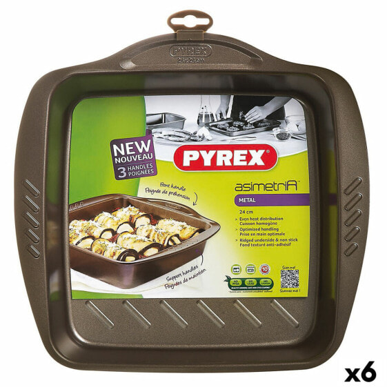 Форма для выпечки Pyrex Asimetria Квадратный Чёрный Металл 24 x 24 cm (6 штук)