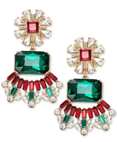 Gold-Tone Multicolor Mixed Crystal Statement Earrings, Created for Macy's