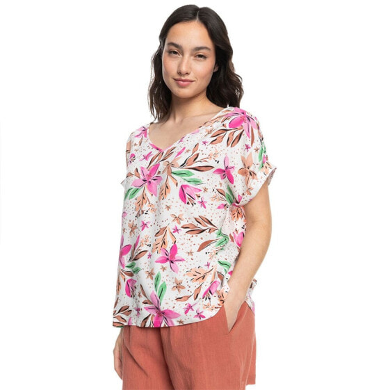 ROXY Sweet Hibiscus short sleeve v neck T-shirt