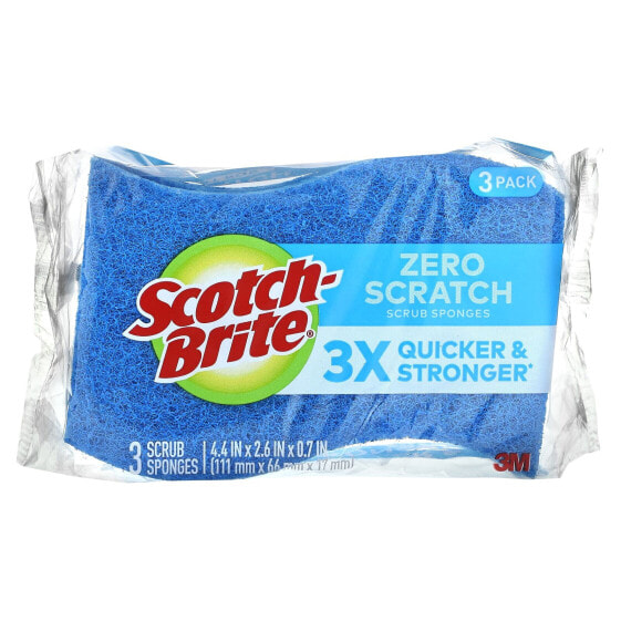 Zero Scratch Scrub Sponges, 3 Sponges