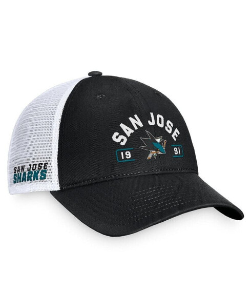 Men's Black/White San Jose Sharks Free Kick Trucker Adjustable Hat