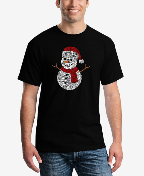 Men's Christmas Snowman Printed Word Art T-shirt