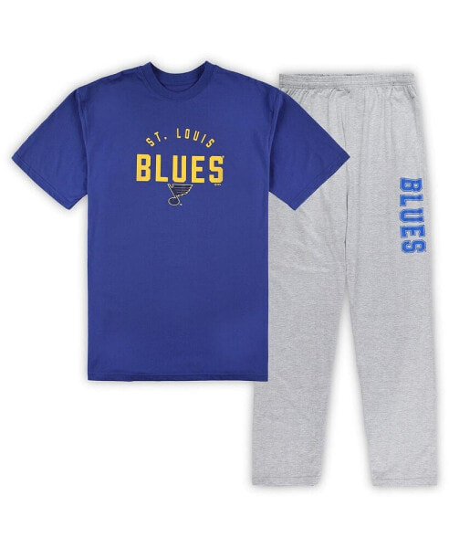 Men's St. Louis Blues Royal, Heather Gray Big and Tall T-shirt and Pants Lounge Set