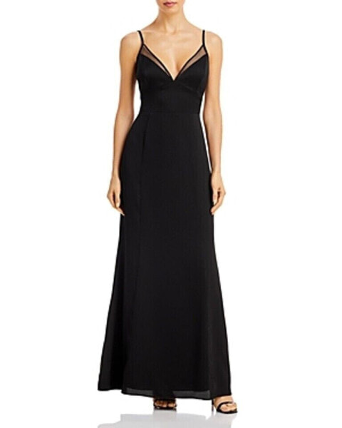 Aqua V Neck Evening Maxi Dress Black 12