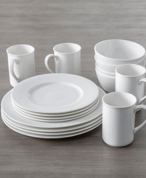 Amanda White Embossed 16 Pc. Dinnerware Set, Service for 4