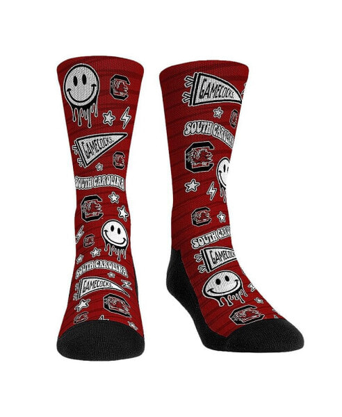 Men's and Women's Socks South Carolina Gamecocks Smiley Stickers Crew Socks