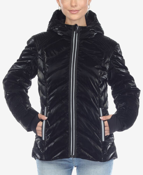 Women's Midweight Quilted Contrast with Thumbholes Hooded Jacket