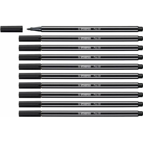 Фетр Stabilo Pen 68 Чёрный (10 Предметы)