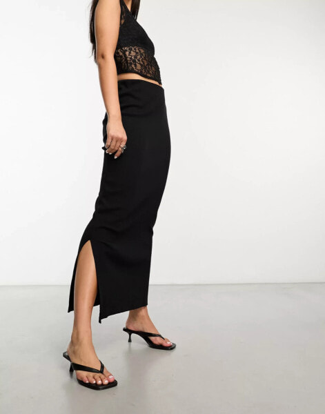 Noisy May bodycon maxi skirt in black