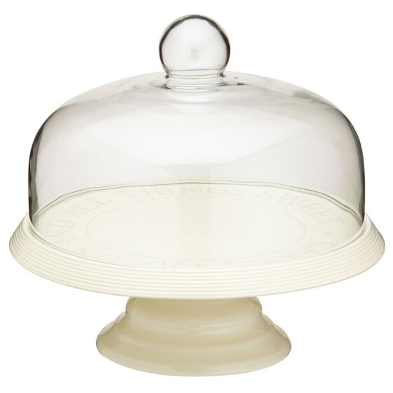 KITCHENCRAFT Ceramic Cake Stand With Glass Dome