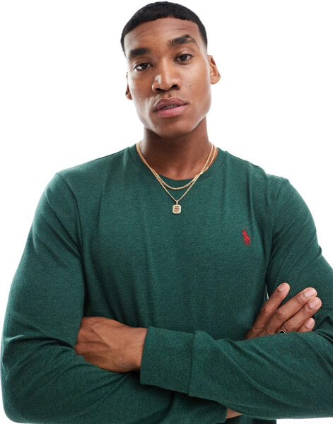 Polo Ralph Lauren icon logo long sleeve t-shirt in dark green marl