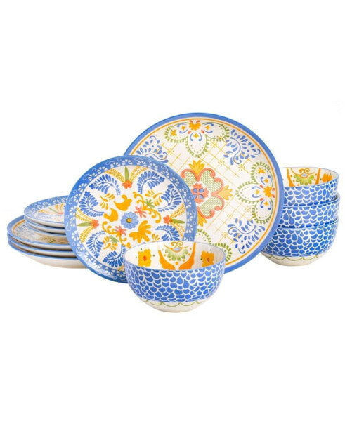 Tierra Tile Hand-Painted 12 Piece Dinnerware Set