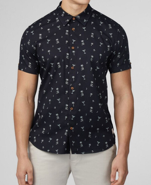 Men's Scattered Print Short Sleeve Shirt