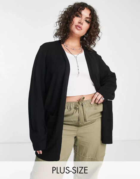 Only Curve longline cardigan in black