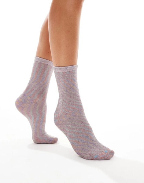 Vero Moda glitter socks in iridescent