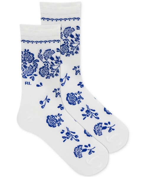 Women's Mediterranean Floral Crew Socks