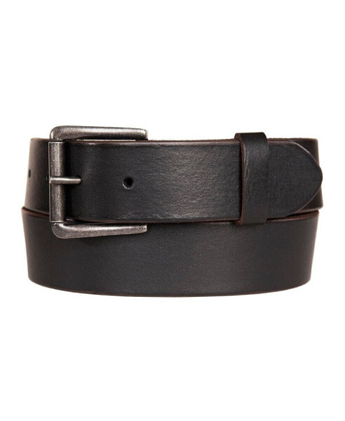 Men's Leather Jean Belt with Roller Buckle and Rivets