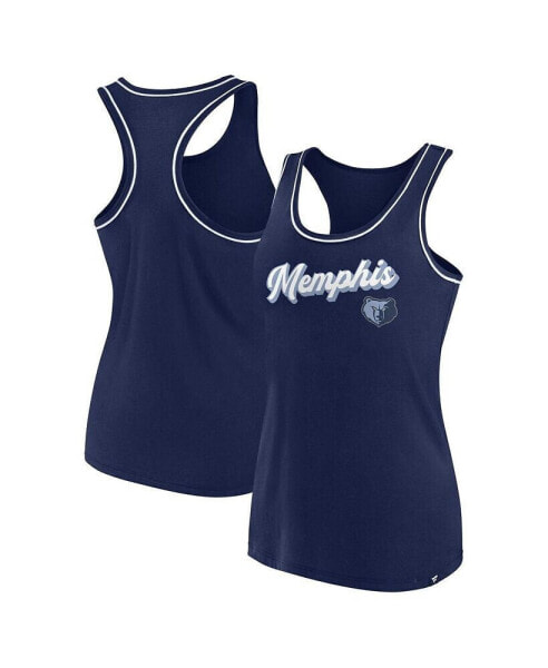 Women's Navy Memphis Grizzlies Wordmark Logo Racerback Tank Top