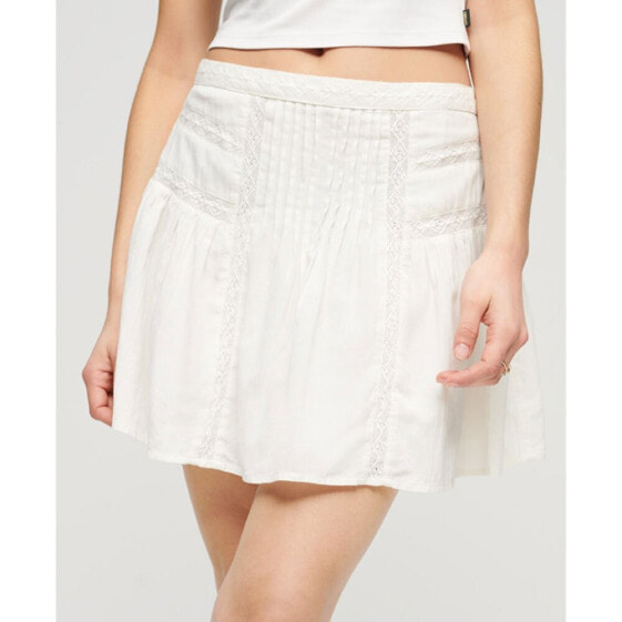 SUPERDRY Lace Trim Short Skirt