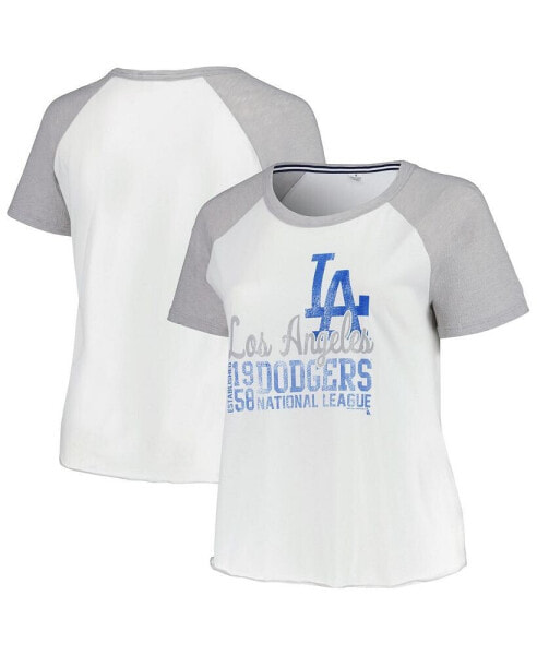 Women's White Los Angeles Dodgers Plus Size Baseball Raglan T-Shirt