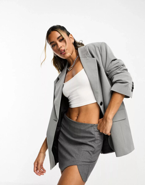 ASOS DESIGN oversized single breasted blazer in grey