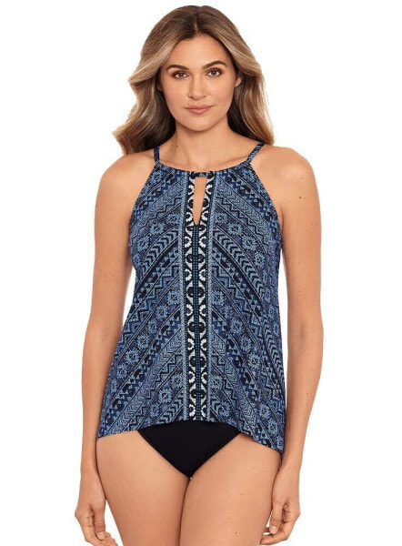 Miraclesuit Paillette High Neckline Peephole Tankini Top, Multi, 10 303933