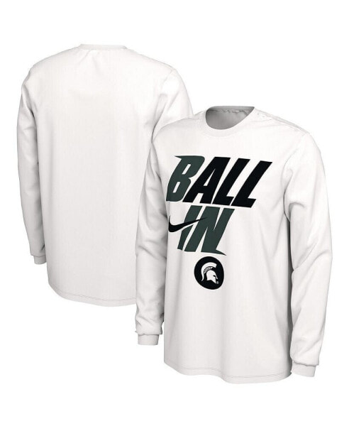 Men's White Michigan State Spartans Ball In Bench Long Sleeve T-shirt