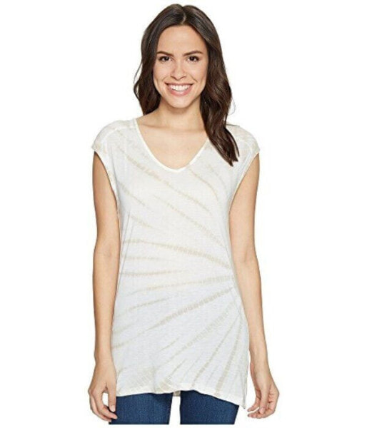 XCVI Women's Valerie Tunic cap Sleeve Tank Top V Neck White S