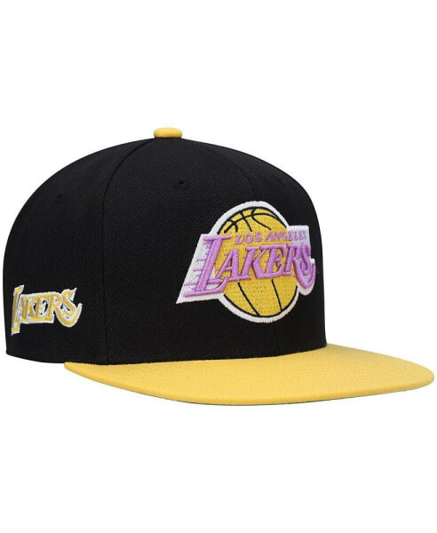 Men's Black and Gold Los Angeles Lakers Hardwood Classics Snapback Hat