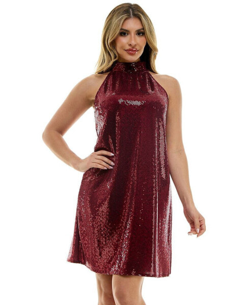 Women's Halter Neck Trapeze Disco Dot Dress